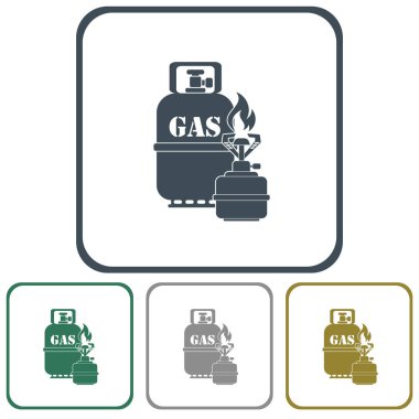 Kamp ocağı gaz şişesi simge vektör ile. Vektör çizim