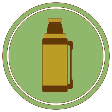 Kamp ve ekipman hiking, termos konteyner simgesi. Vektör illustratio