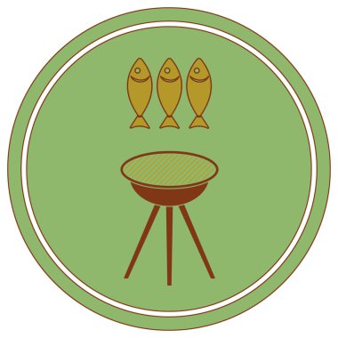 Izgara balık simgesi. Vektör illustratio