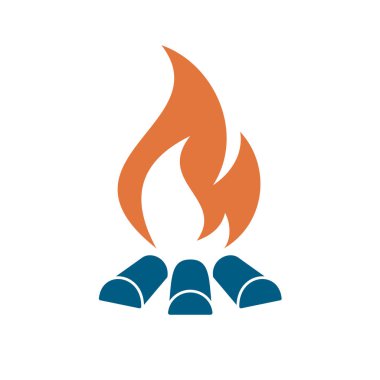 Kamp ateşi siluet simge. Vektör illustratio