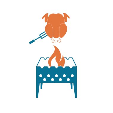 Mangal şiş ve tavuk simgesi. Vektör illustratio