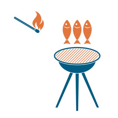 Izgara balık simgesi. Vektör illustratio