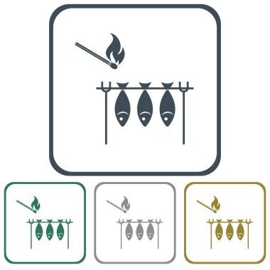 Izgara balık simgesi. Vektör illustratio