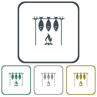 Izgara balık simgesi. Vektör illustratio