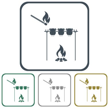 Izgara tavuk simgesi. Vektör illustratio