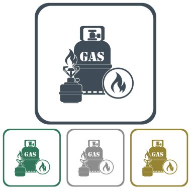 Kamp ocağı gaz şişesi simge vektör ile. Vektör çizim