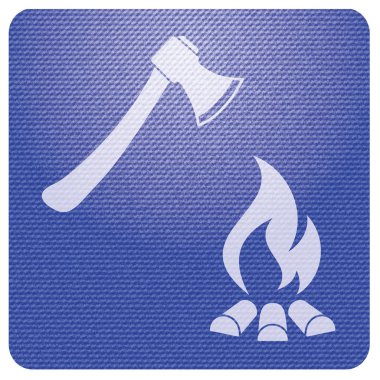 Balta ve kamp ateşi simgesi. Düz vektör illustratio