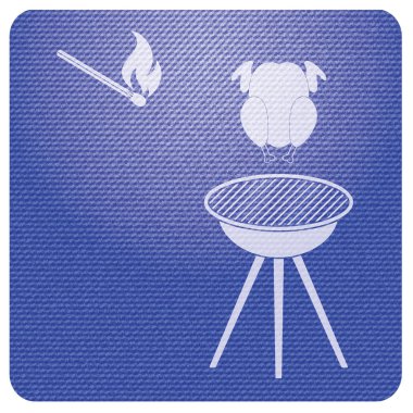 Barbekü ızgara tavuk simgesi olan. Vektör illustratio