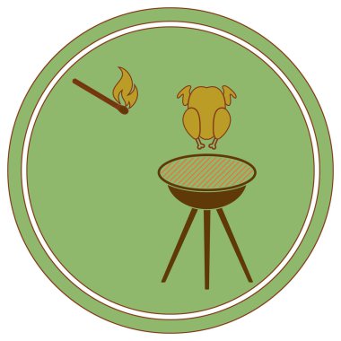 Barbekü ızgara tavuk simgesi olan. Vektör illustratio