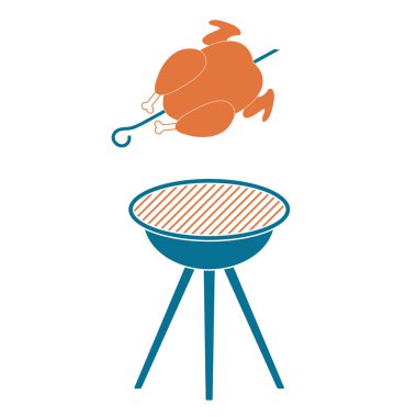 Izgara tavuk simgesi. Vektör illustratio