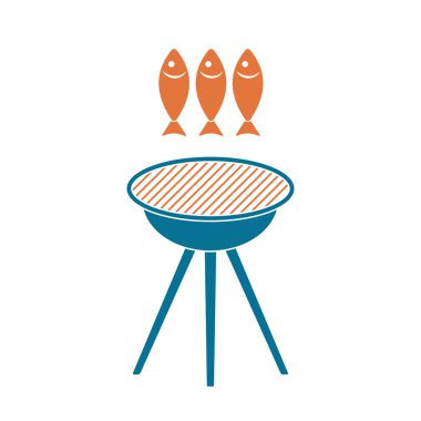 Izgara balık simgesi. Vektör illustratio