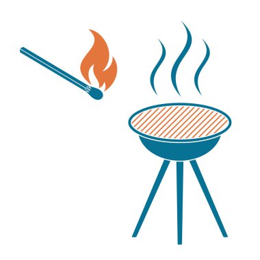 Barbekü simgesi. Düz vektör illustratio