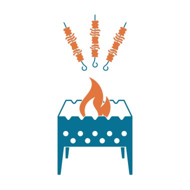 Kebap simgesi olan mangal ızgarası. Vektör illustratio