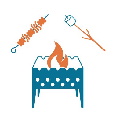 Mangal, Zephyr'i ve Kebap simgesi. Vektör illustratio