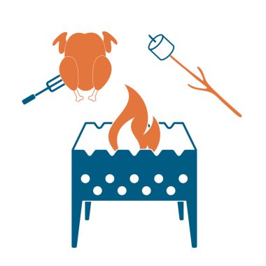 Mangal, Zephyr'i ve tavuk simgesi. Vektör illustratio