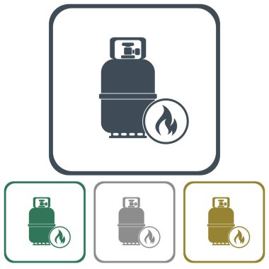 Kamp gaz şişesi simgesi. Düz simgesi izole. Vektör illustratio