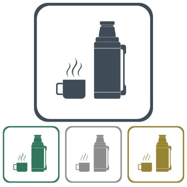 Kamp ve ekipman hiking, termos konteyner simgesi. Vektör illustratio