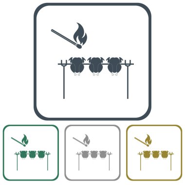 Izgara tavuk simgesi. Vektör illustratio
