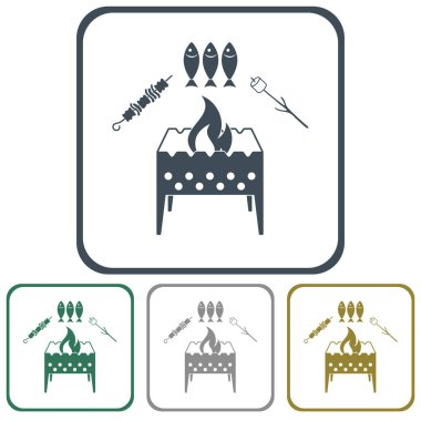 Mangal zephyr, kebap ve balık simgesi. Vektör illustratio