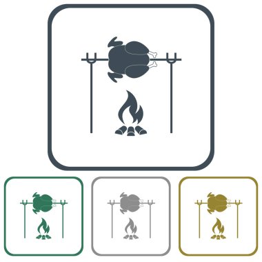 Izgara tavuk simgesi. Vektör illustratio