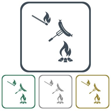 Izgara sausager simgesi. Vektör illustratio