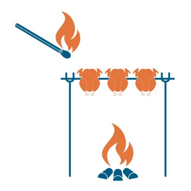 Izgara tavuk simgesi. Vektör illustratio