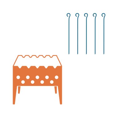 Mangal ızgarası ile şiş simgesini. Vektör illustratio