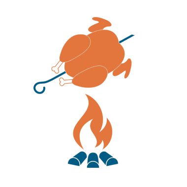 Izgara tavuk simgesi. Vektör illustratio