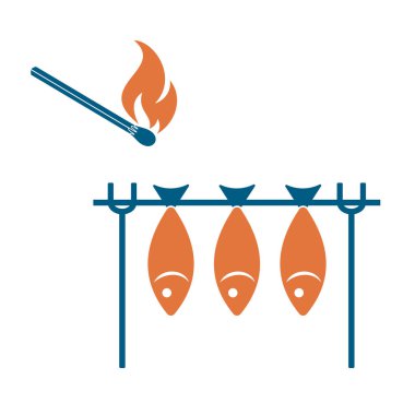 Izgara balık simgesi. Vektör illustratio