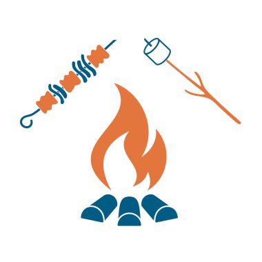 Mangal, Zephyr'i ve Kebap simgesi. Vektör illustratio