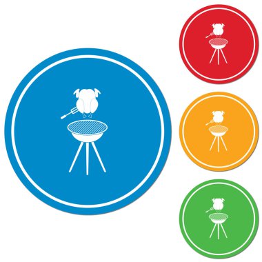 Barbekü ızgara tavuk simgesi olan. Vektör illustratio