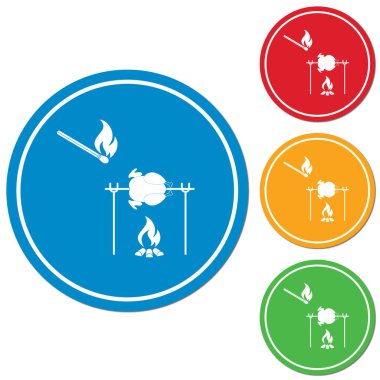 Izgara tavuk simgesi. Vektör illustratio