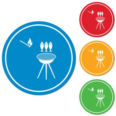 Izgara balık simgesi. Vektör illustratio