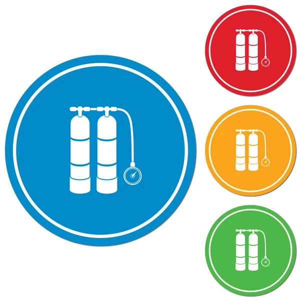 Tüplü vektör çizim. Dalış ekipman vektör işareti. Aqualung yüzme için