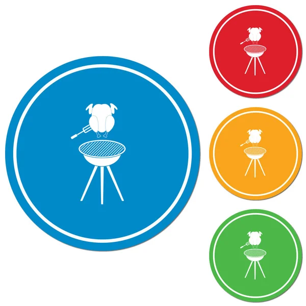 Barbekü ızgara tavuk simgesi olan. Vektör illustratio