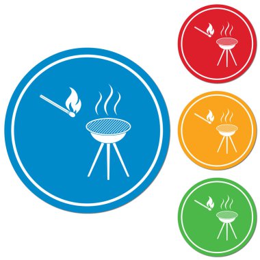 Barbekü simgesi. Düz vektör illustratio