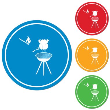 Izgara tavuk simgesi. Vektör illustratio