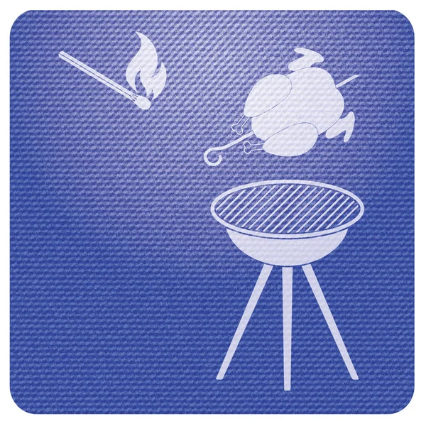 Grillen Med Kyckling Ikon Vector Illustratio — Stock vektor