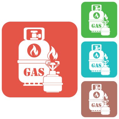 Gaz şişesi simgesi olan kamp ocağı