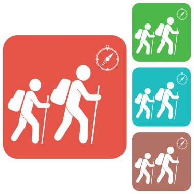 Pusula simgesini turistlerle hiking