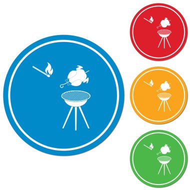 Barbekü ızgara tavuk simgesi olan. Vektör illustratio