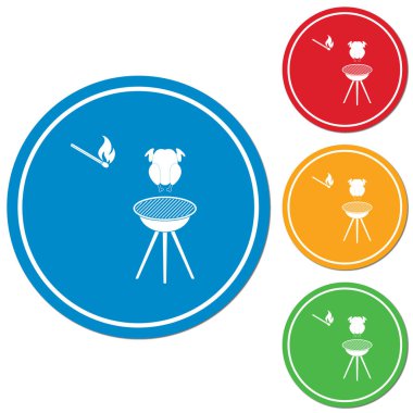 Barbekü ızgara tavuk simgesi olan. Vektör illustratio