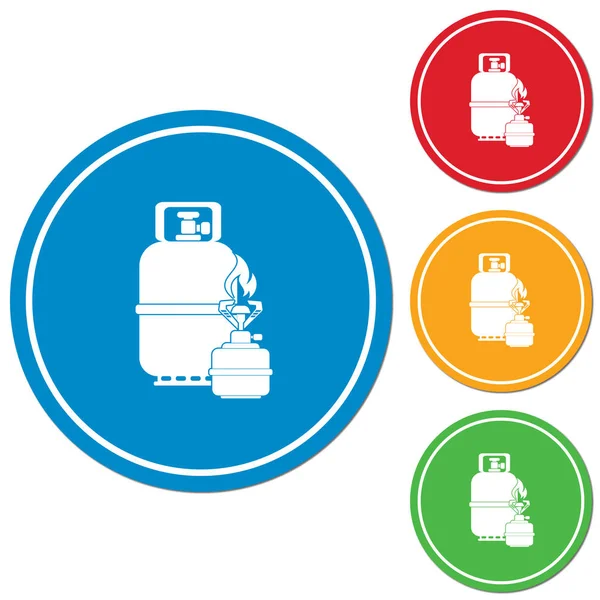 Fogão Campismo Com Vetor Ícone Garrafa Gás Ilustração Vetorial —  Vetores de Stock