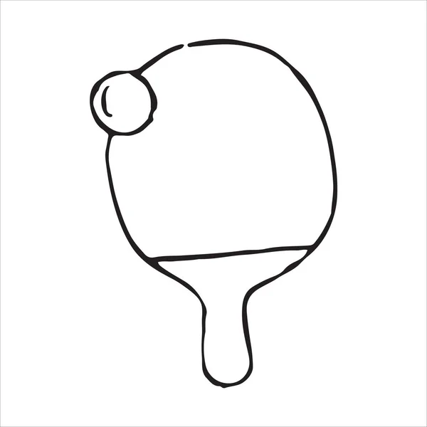 Tischtennisschläger Und Ball Doodle Symbol Vektorillustration — Stockvektor