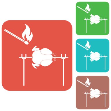 Izgara tavuk simgesi. Vektör illustratio