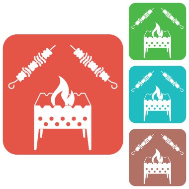 Kebap simgesi olan mangal ızgarası. Vektör illustratio