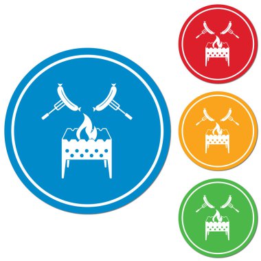 Mangal ve sosis simgesi. Vektör illustratio