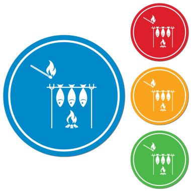 Izgara balık simgesi. Vektör illustratio