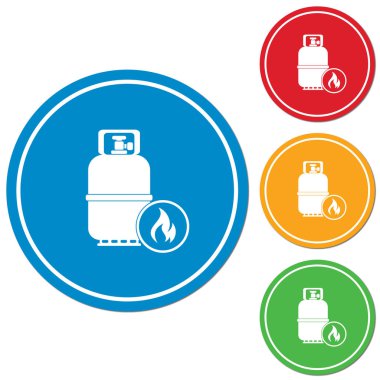 Kamp gaz şişesi simgesi. Düz simgesi izole. Vektör illustratio