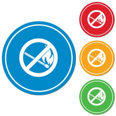 Yangın yok. İçki yasağı açık alev sembolü. Vektör çizim 